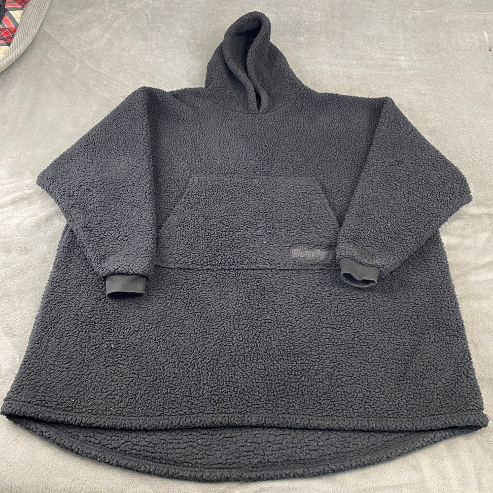 The Comfy Wearable Blanket Oversized Hoodie Women One Size Black Sherpa Fleece